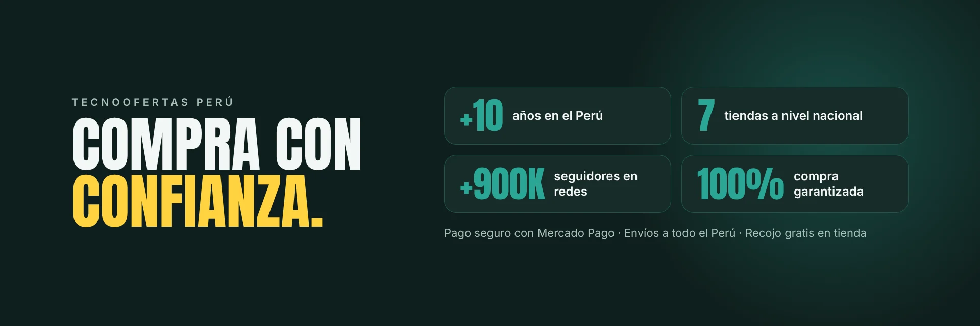 Compra con confianza: más de 10 años en el Perú, 7 tiendas a nivel nacional y compra 100% garantizada